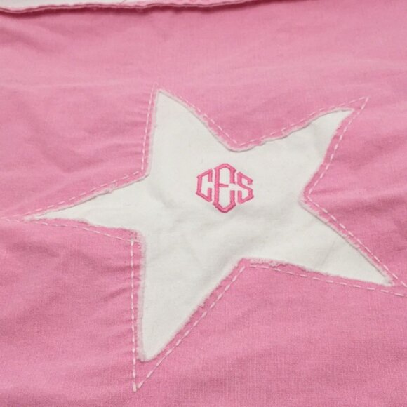 Pottery Barn Kids Canvas Star Pink  White Pillow Sham 16 in x 16 in - Picture 2 of 9